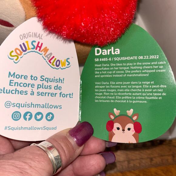 Squishmallows Darla The Deer 8 Inch Holiday Plush Christmas - Picture 3 of 6